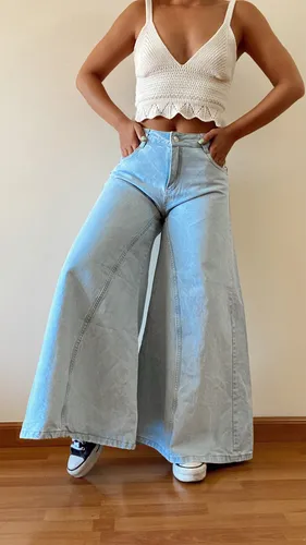 Jean Palazzo Oversize Pantalon Rigido Tendencia Mujer