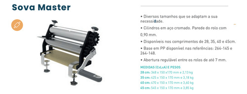 Cilindro Laminador Para Abrir Massas Manual Anodilar 28cm