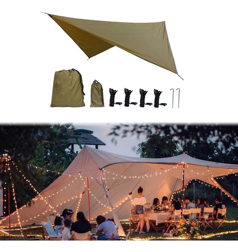 Toldo Para Hamaca De Lona Para Acampar, Fácil De Caqui