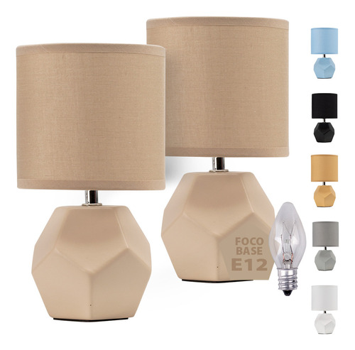 Set De 2 Lamparas De Mesa Buro Ceramica Estilo Minimalista Color de la estructura Beige