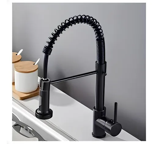 Canilla Grifo Monocomando Flexible Extensible Cocina Mesada Negro Mate