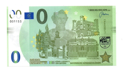 Alemania Billete 0 Memo Euro Castillo De Neuschwanstein Unc