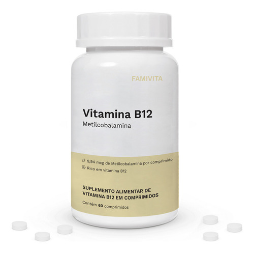 Vitamina B12 - 9,94 Mcg De Metilcobalamina - 60 Comprimidos Sabor Sem Sabor
