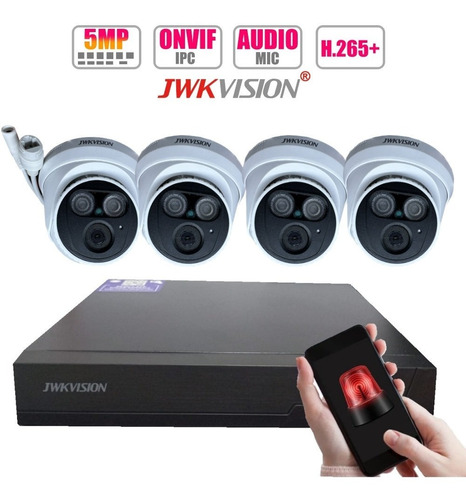 Kit De 4 Camaras Ip Domo 5 Megapixeles Audio Infrarrojo  Jwk