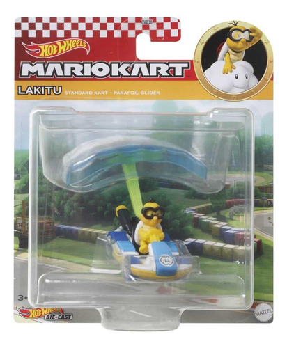 Hot Wheels Mario Kart Lakitu Con Kart Estándar Y Parafoil .