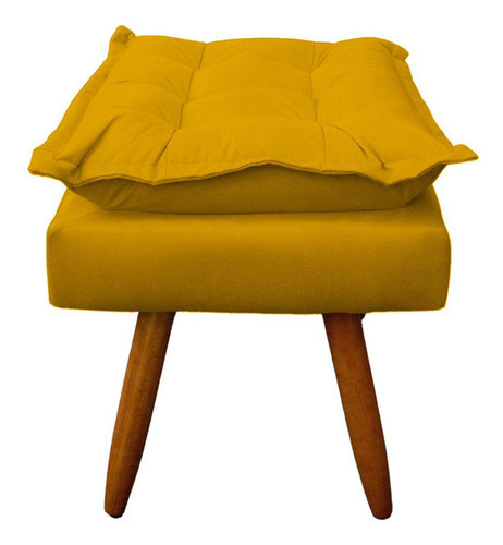 Puff Opala Retangular Sala E Quarto Suede Amarelo - Jylcrom