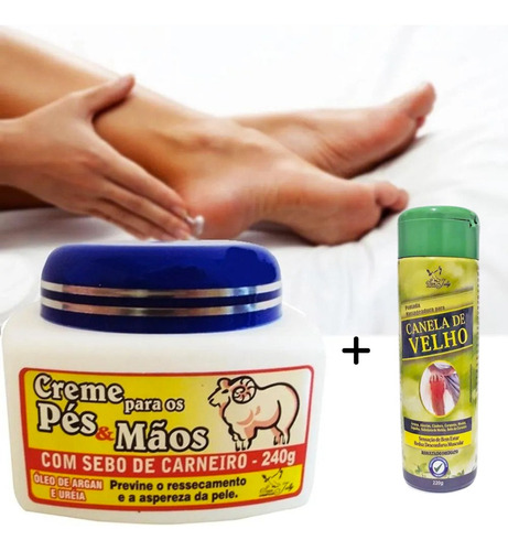 Creme Sebo De Carneiro P/pés E Mãos + Pomada Canela De Velho