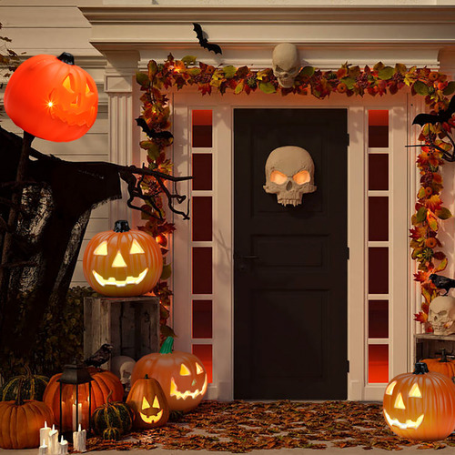 Divertidas Luces De Calabaza Con Forma De Cara De Pascua Par