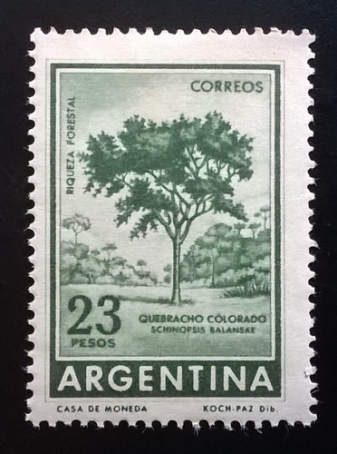 Argentina, Sello Gj 1311 Quebracho 23p Nacion 65 Mint L11714