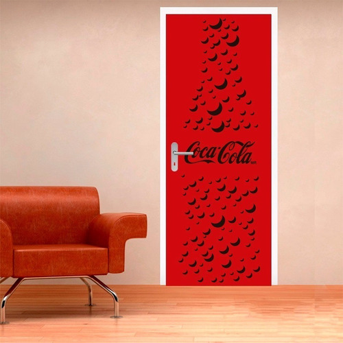 Vinilo Decorativo Impreso Para Puerta Retro Coca Cola Vintag