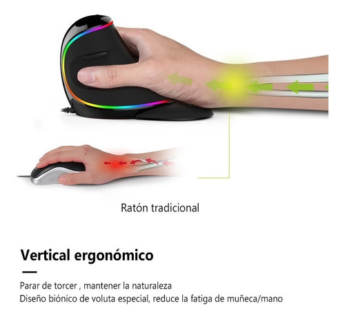 Mouse Vertical, Mouse Ergonômico Com Fio, 5 Níveis De Dpi