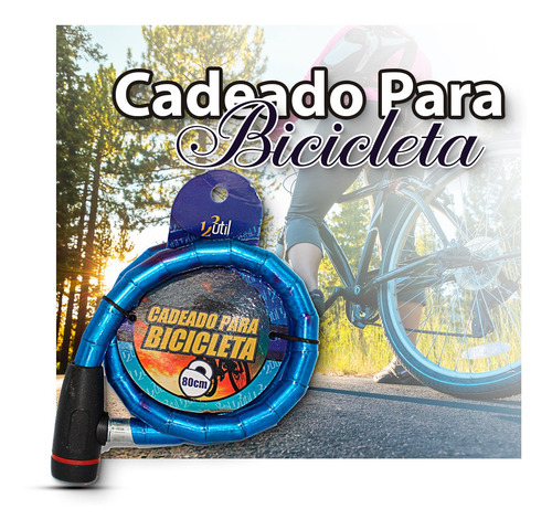Cadeado Para Bicicleta 80cm*18mm Cor:azul
