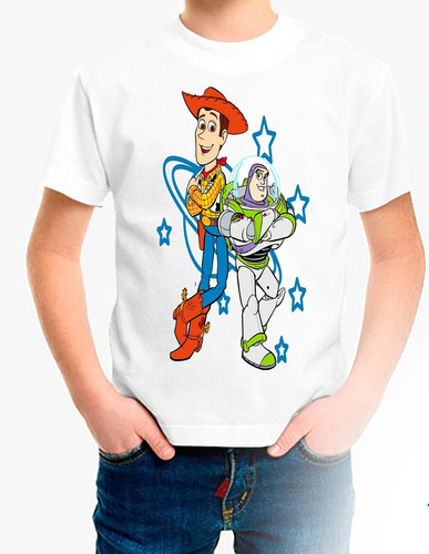 Polera 100% Algodon Niño Toy Story Woody Y Buzz Lightyear