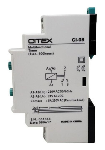Temporizador de relé temporal Ci-08, 220 V/24 h, 1 s hasta 100 h