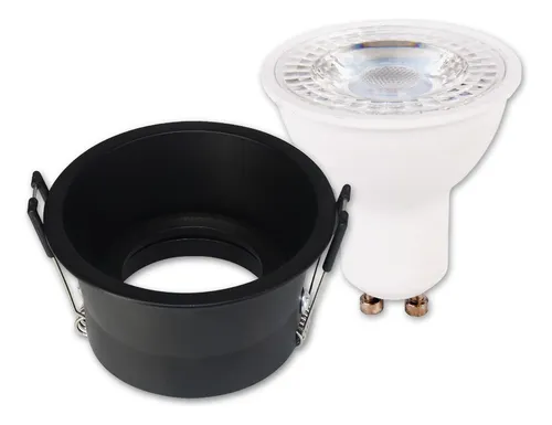 Ojo De Buey Dimerizable Negro Led Luz Cálida Redondo 7w