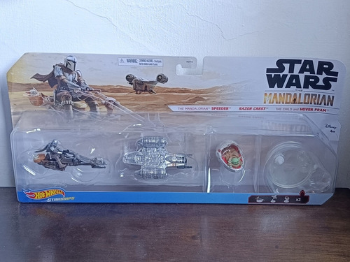Imagen 2 de 5 de Mandalorian Hotwheels Pack Star Wars Mando Grogu Yoda Autos