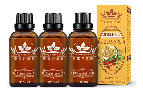 3 Pack Ginger Massage Oil,100% Pure Natural Lymphatic Draina
