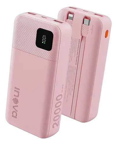 Carregador Portátil Power Bank Turbo inova 20000mah 22.5w Com Display Digital Usb-c / Usb-a Carga Rápida - Rosa