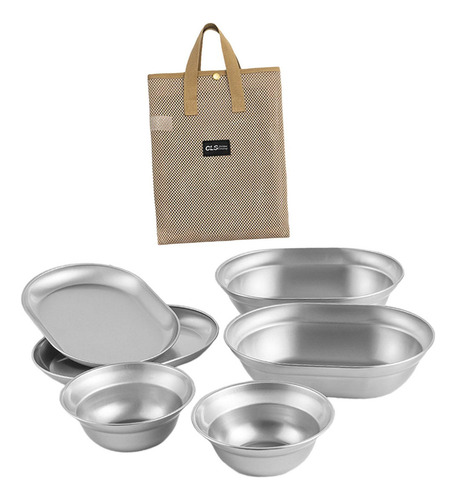 B Juego De Platos Y Tazones De Acero Inoxidable, Utensilios