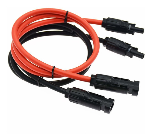 1 Par Cable Extension Panel Solar 6 Mm² Color Negro Rojo