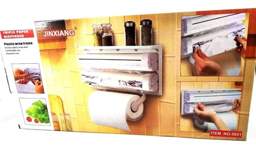 Imagen 8 de 10 de Triple Dispenser De Cocina Porta Rollo Papel Film Aluminio