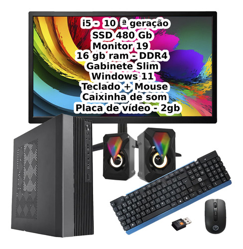 Mini Computador Pc Cpu Intel I5 10a Ger 16gb Ssd 480gb Win11