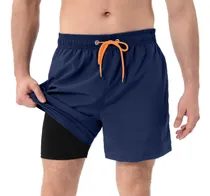 Comprar Traje De Baño Hombre 2 En 1 Bañador De Playa Y Secado Rápido