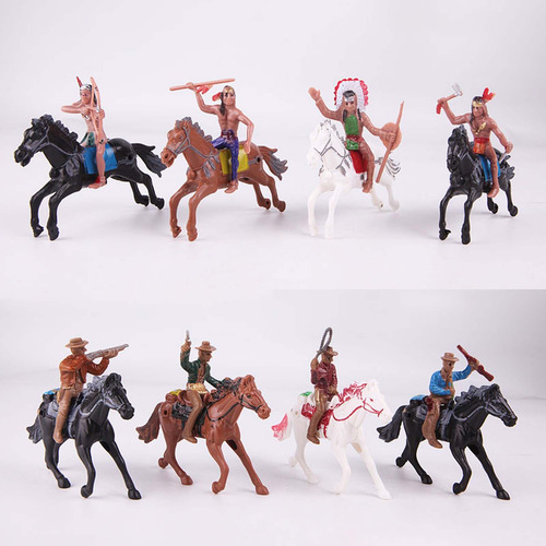 Paquete De 8 Figuras De Vaquero Del Con Caballo Para Niños