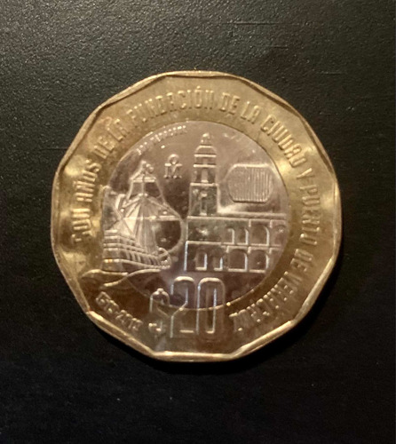 Moneda $20 Conmemorativa 500 Años De La Fundación Veracruz