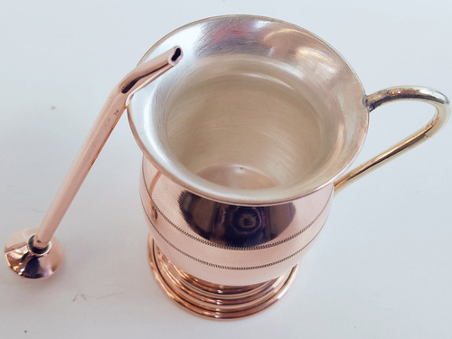 Imagen 3 de 7 de Mate De Cobre Boca Ancha + Bombilla De Cobre Arte Chileno