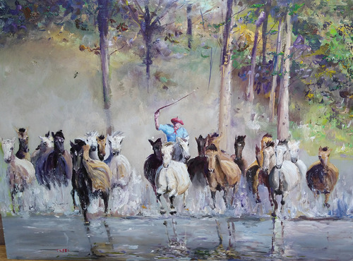 Cuadros Caballos Tropillas Costumbrismo Paisajes50x70cm
