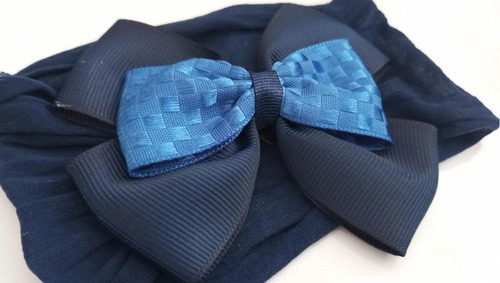 Faixa De Cabelo Para Bebe Turbante Com Laço Cor Azul-escuro