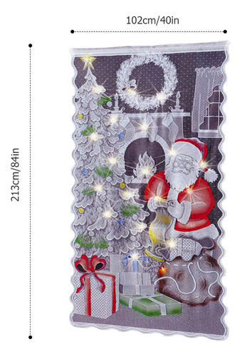 Cortinas Navideñas De Encaje Con Luz Led De Papá Noel