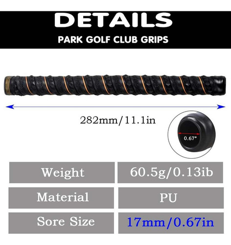 Park Golf Club Grip Non Slip Practical Ligero Ligero Negro