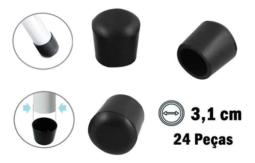 Ponteira Protetora Pé De Cadeira Tubular 3,1cm Conjunto 24pç