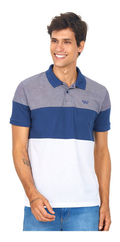 Camisa Masculina Polo Recorte Polo Wear Azul Escuro