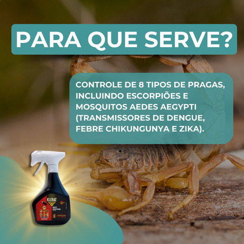 Kit 12 Klerat Inseticida Spray Barata, Carrapato, Escorpião