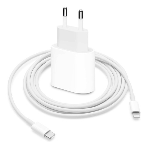 Imagen 1 de 8 de Ficha Y Cable Usb-c Tipo C 1m Lightning Para iPhone 12 Otec