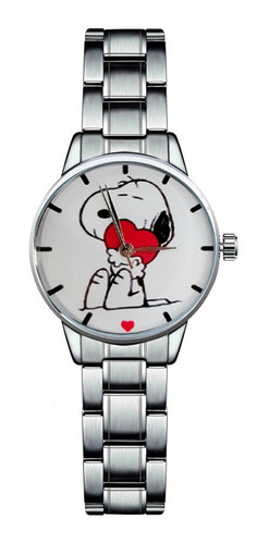 Reloj Perro Snoopy Correa Acero + Estuche