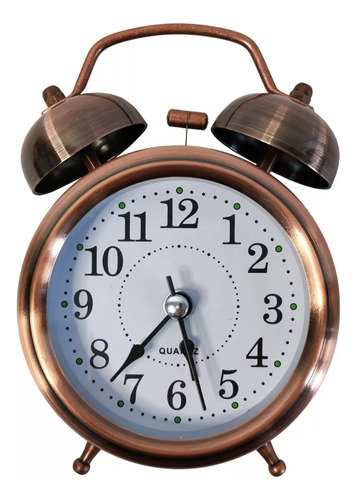 Reloj Alarma Despertador Plateado Pila Aa 6025b Clock