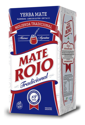 Yerba mate Mate Rojo Tradicional sin TACC en bolsa 500 g
