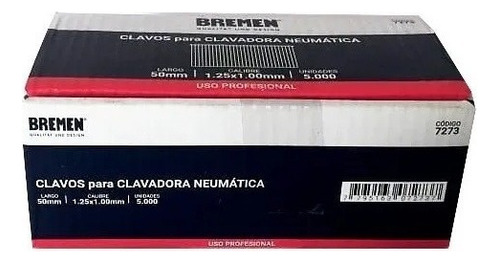Clavos 50 Mm Para Clavadora Neumatica Bremen® 7264