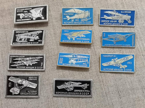 Set De 11 Piochas Metalicos De Aviacion Rusa