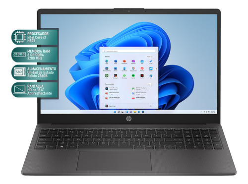 Laptop HP 250 G10 Intel Core i3 8GB RAM 256GB SSD Windows 11 Home Mouse