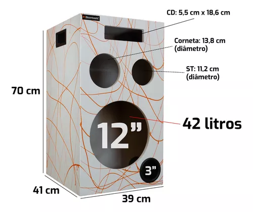 Caixa Trio Bob 1x12 + 1 St + 1 Corn + Autorrádio Full Power