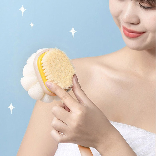 Cepillo De Baño Largo Rosa De 2 Caras, Suave Exfoliante Para