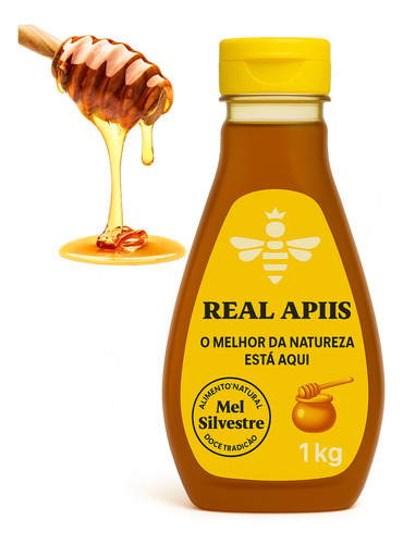 Mel líquido Real Apiis Mel natural orgânico silvestre en bisnaga sem glúten