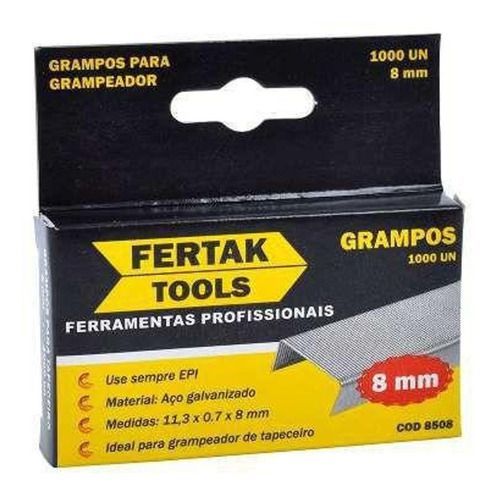 Imagem 2 de 4 de Grampo 8mm Para Grampeador Tapeceiro Prof. C/ 5.000 Grampos