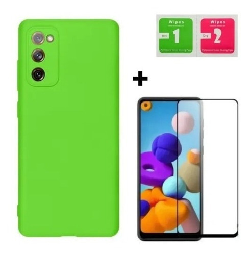 Capa Capinha Case S20 Fe + Película 3d Para Samsung S20fe Cor Verde S20 FE 6.5