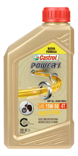Imagen 1 de 1 de Aceite Castrol Power 1 4t 15w 50 Moto Lub Semisintetico 1 L
